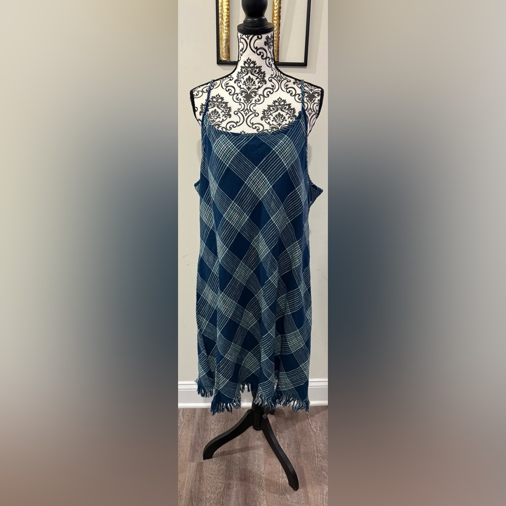 Natural Reflections Blue and White Plaid Midi Dress